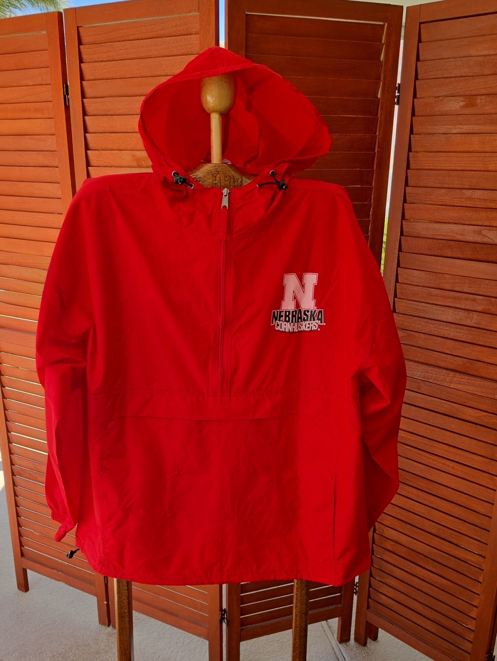 NWT - 2XL Champion Brand Red Nebraska Cornhuskers Polyester Pullover Jacket 🏈